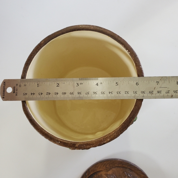 Treasure Craft Owl Wood Grain Sugar Canister Ceramic Made In USA Vintage 60s - Picture 3 of 15